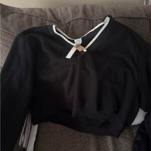PINK Victoria's Secret Black and White V-Neck Sweatshirt